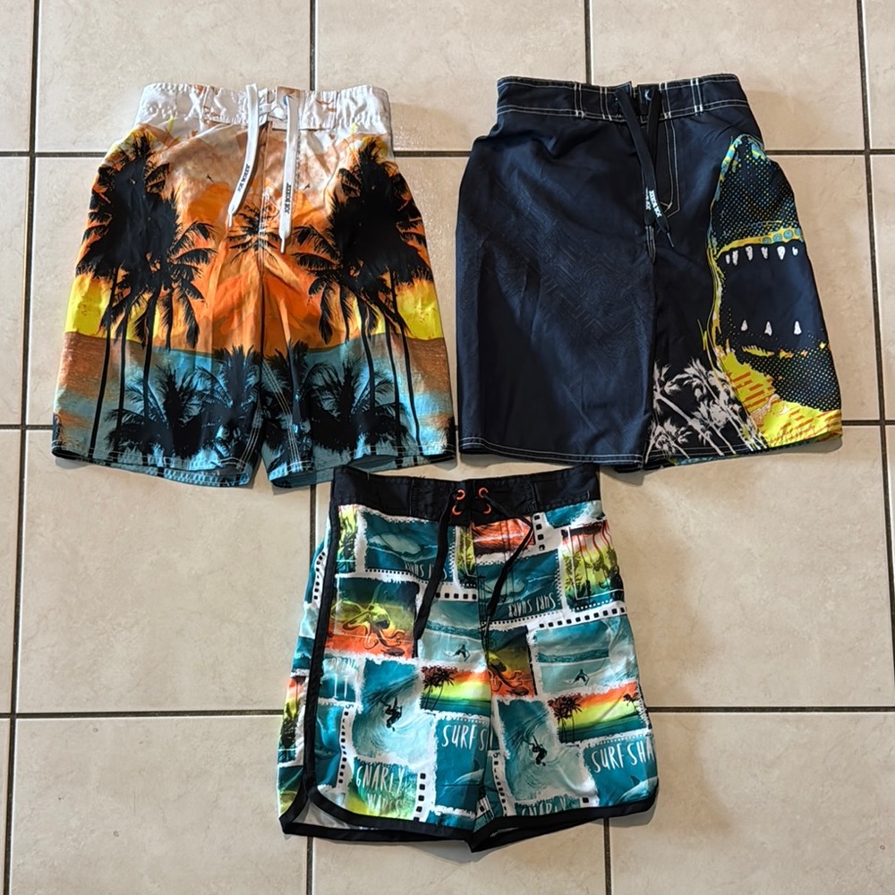 Joe Boxer Boys Size 8 Swim Shorts Trunks Lot of 3 Pairs
